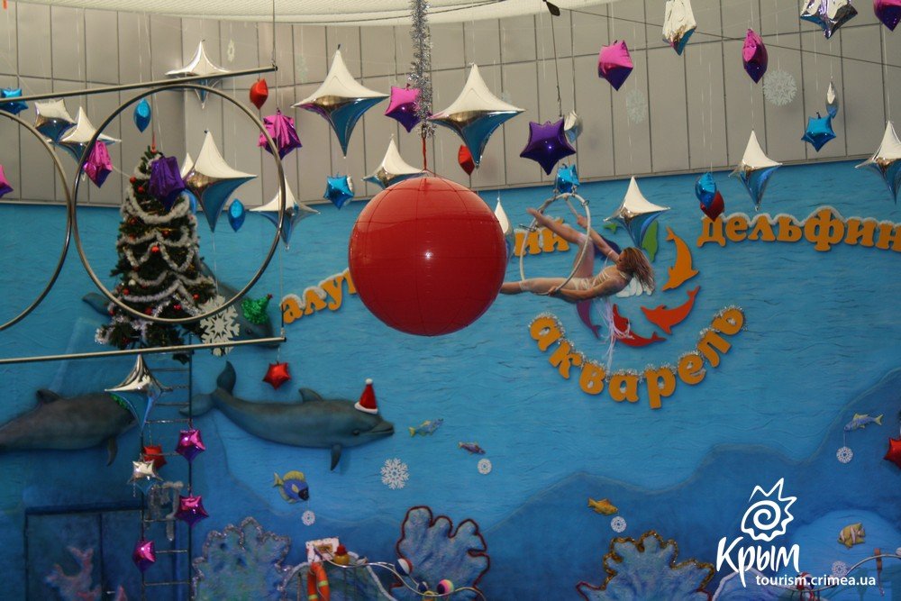 В Алуштинском дельфинарии состоялась премьера новогоднего спектакля «Мадагаскарские приключения Деда Мороза» (фото)